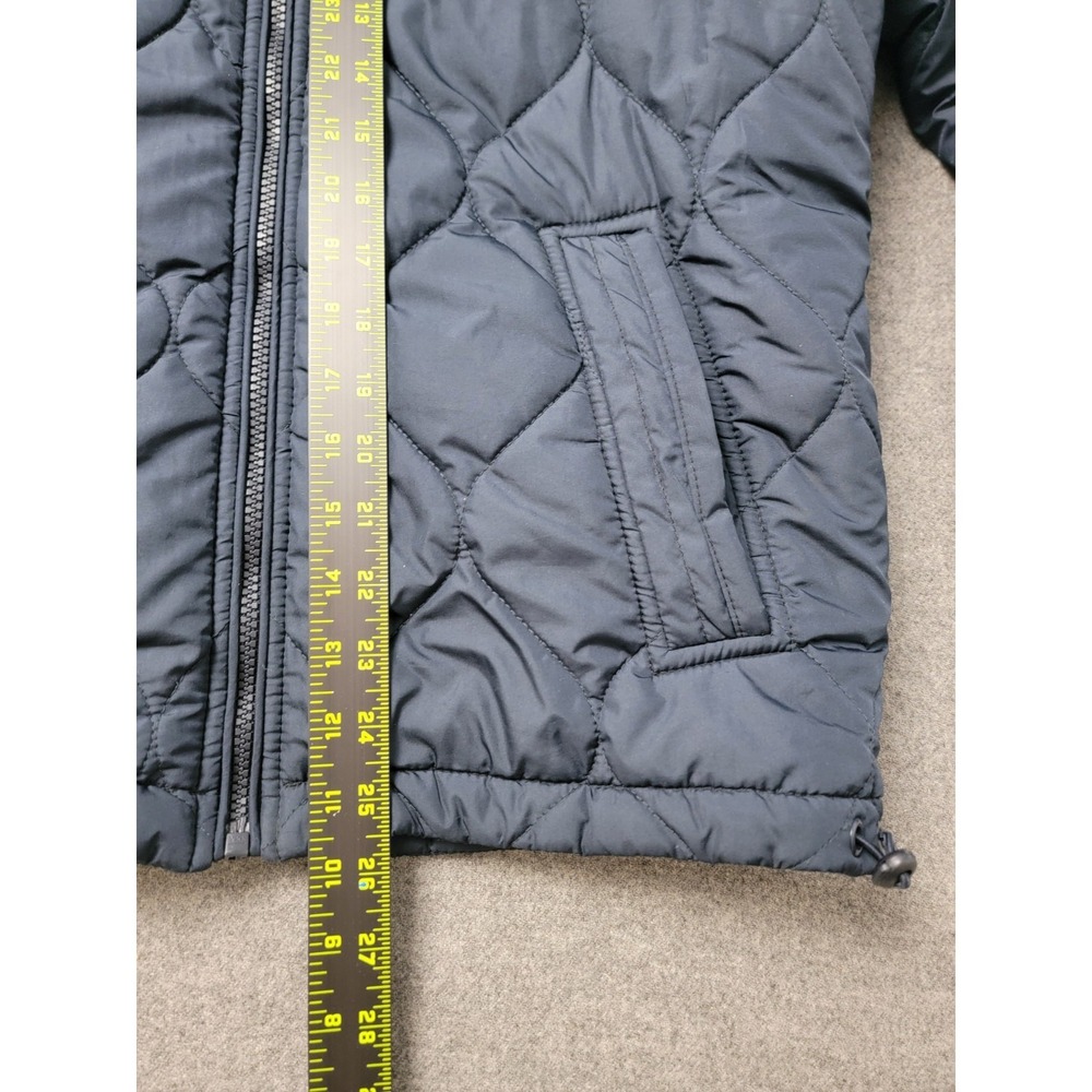 Hollister Diamond Quilted Puffer Jacket Mens Medium Navy Lined Hooded Full Zip - Picture 3 of 9
